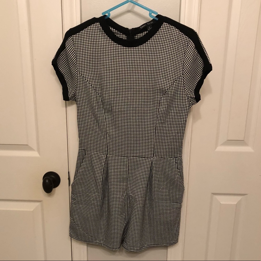Black and white checkered romper